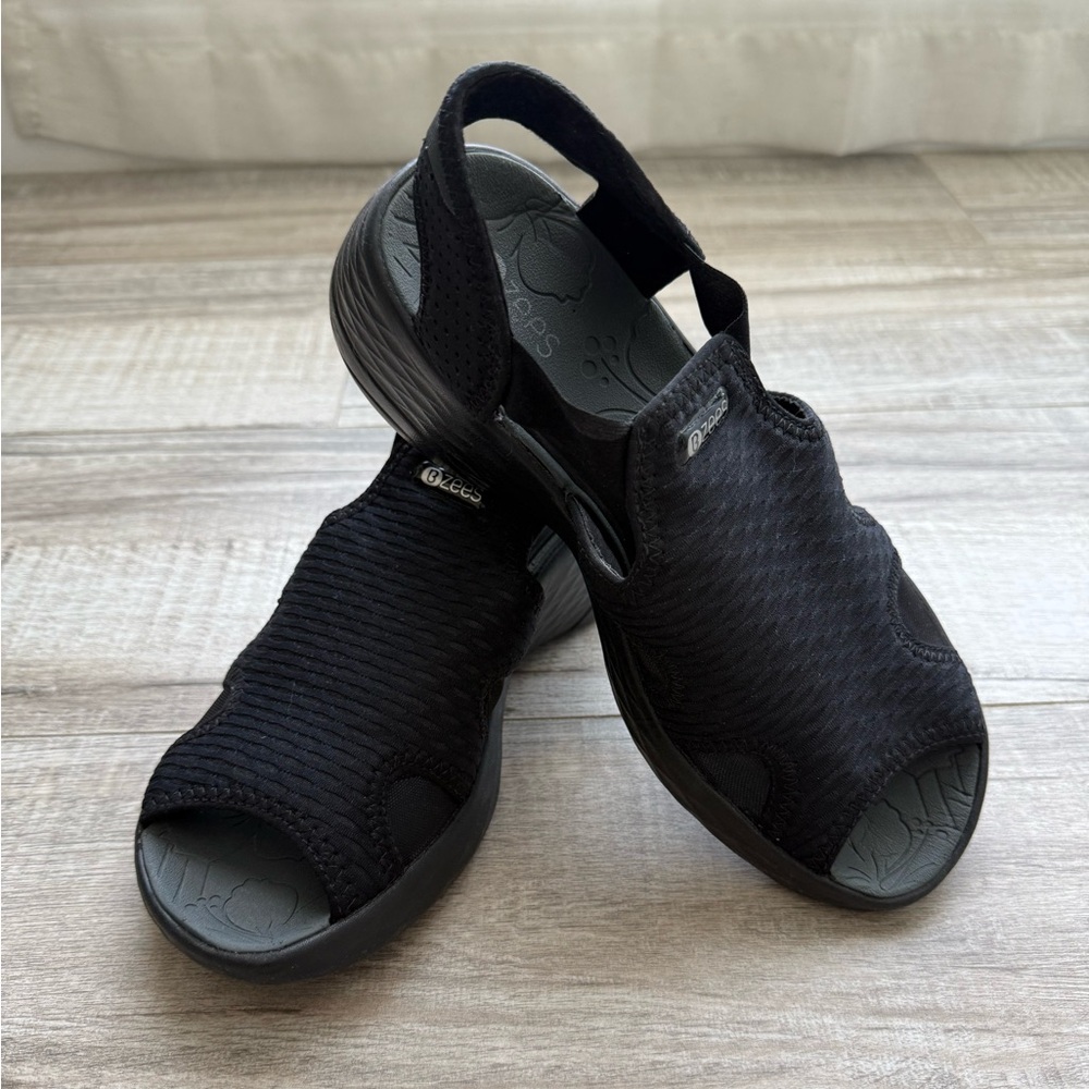 BZEES Black Comfort Open Toe Sandal